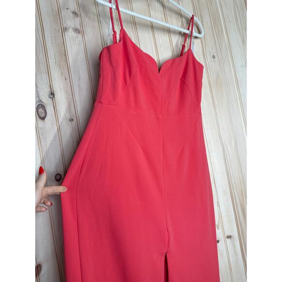 NWT Lulus Impressive Glamour Coral Pink Sleeveless Column Maxi Dress Cocktail XL - Picture 6 of 7